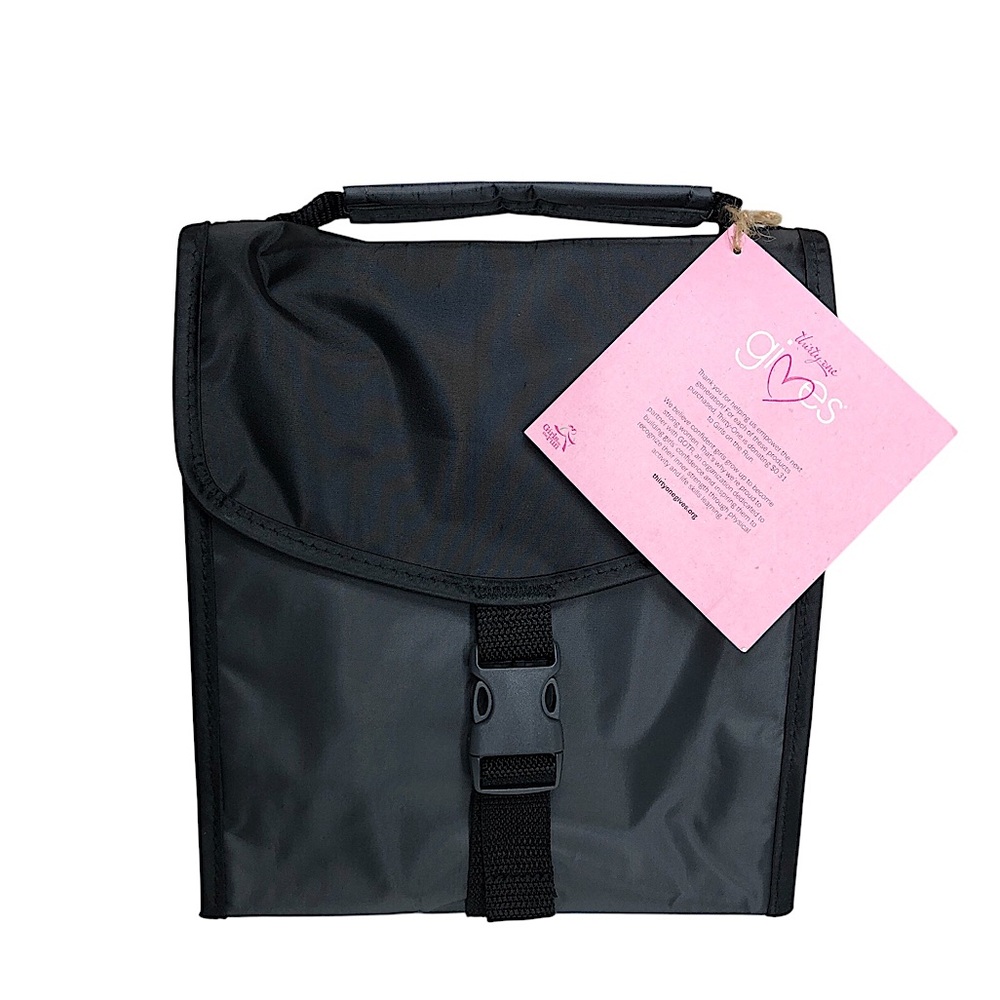 NEW Thirty One Fold Over Black Thermal Work School Lunch Bag Snack Drinks